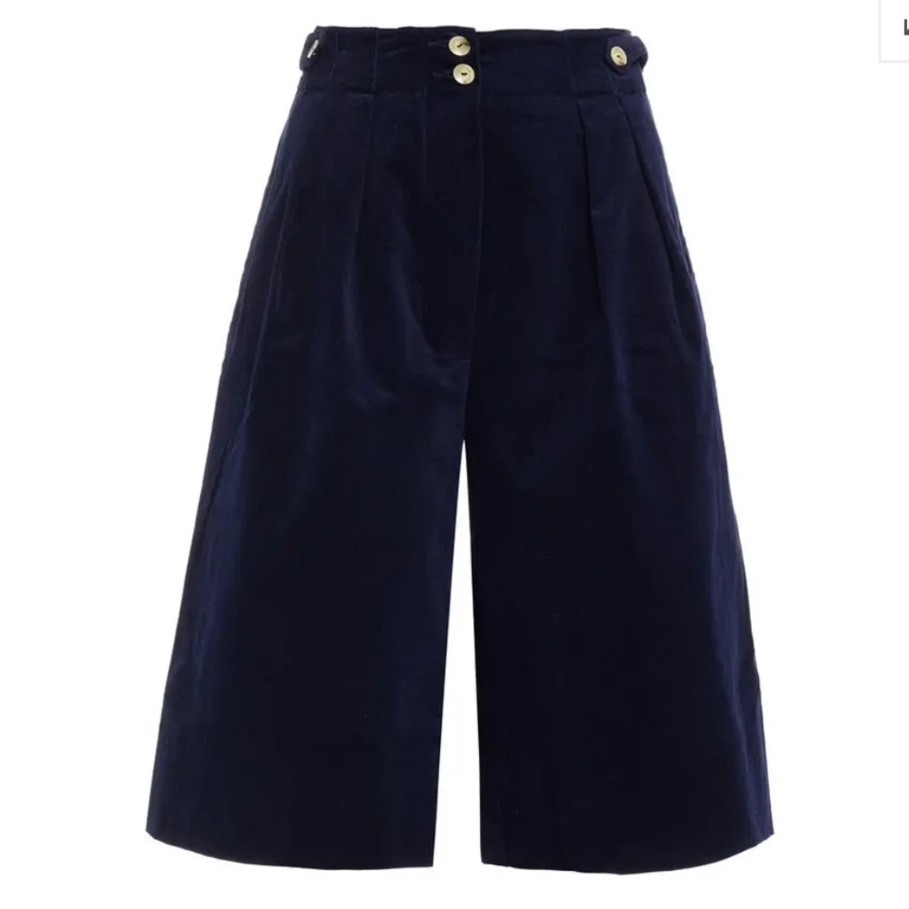 Antik Batik Mona Pleated Cotton blend Corduroy Shorts Navy - Picture 2 of 9